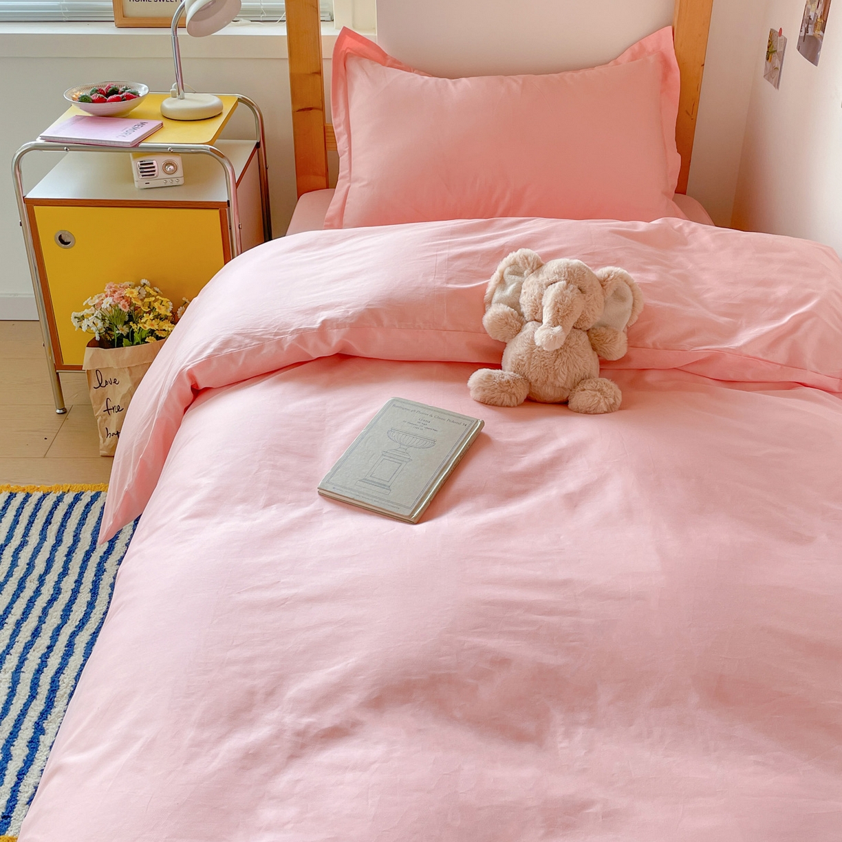 91家纺网 家纺一手货源 找家纺 恩泽家纺 2025新款全棉双拼学生宿舍三件套 玉色