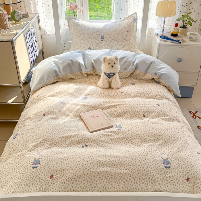 91家纺网 家纺一手货源 找家纺 莱通家纺 2025新款12868学生宿舍三件套 奶呼兔兔