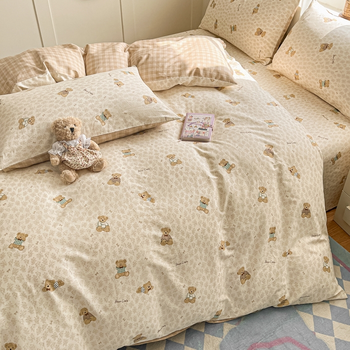 91家纺网 家纺一手货源 找家纺 首尔家纺 2025新款学生季全棉跑量款四件套系列卡通小清新AB版学生三件套 果酱电台