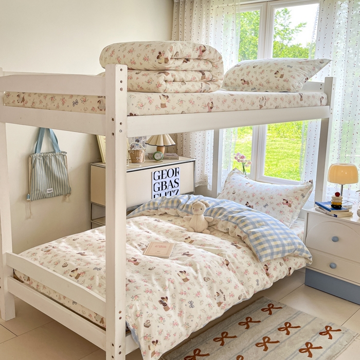 91家纺网 家纺一手货源 找家纺 莱通家纺 2025新款12868学生宿舍三件套 花田小狗