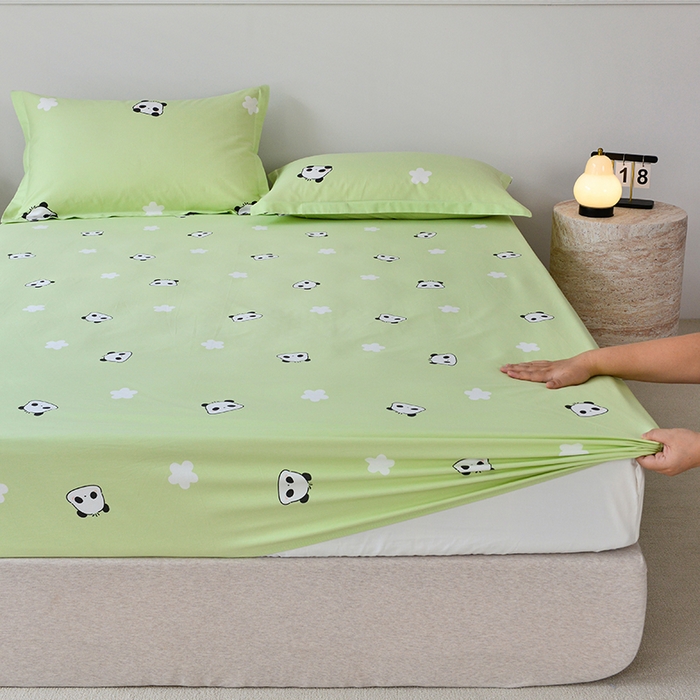 91家纺网 家纺一手货源 找家纺 登登家纺 2025新款全棉床笠四件套系列 幸运熊猫-带床笠