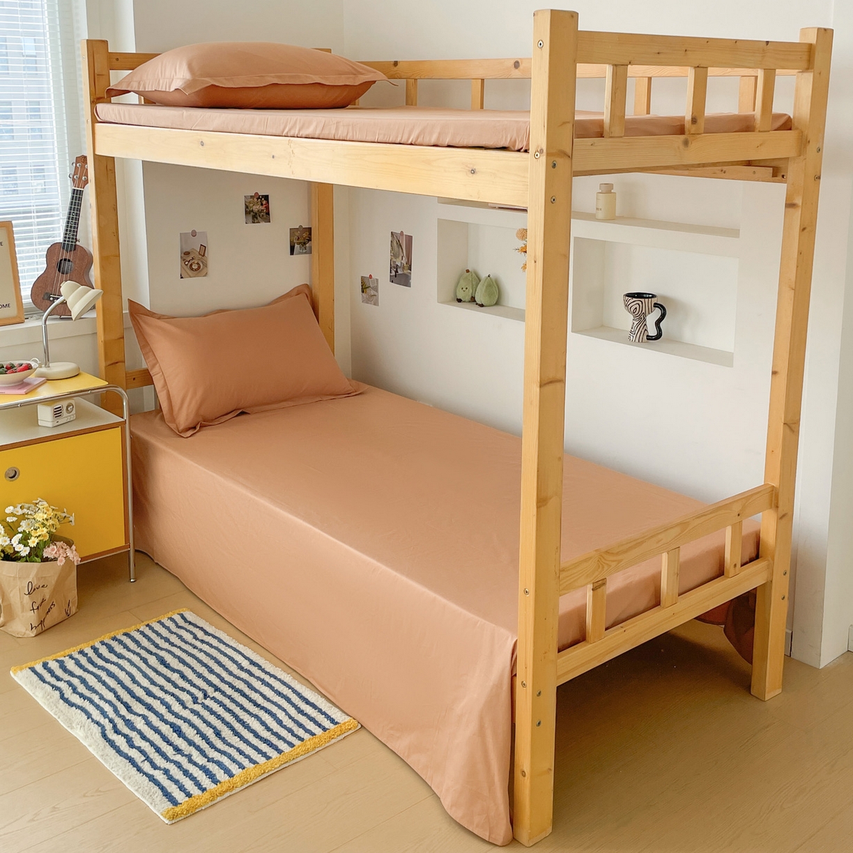 91家纺网 家纺一手货源 找家纺 恩泽家纺 2025新款全棉双拼学生宿舍三件套 红驼色