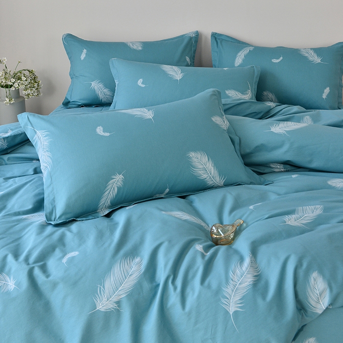 91家纺网 家纺一手货源 找家纺 登登家纺 2025新款全棉床笠四件套系列 飘羽