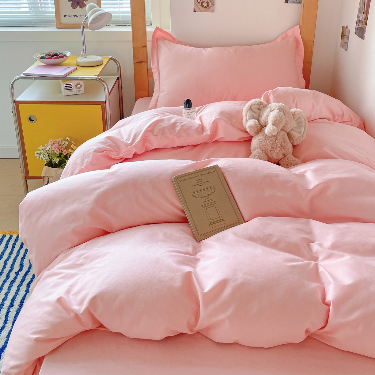 91家纺网 家纺一手货源 找家纺 恩泽家纺 2025新款全棉双拼学生宿舍三件套 玉色