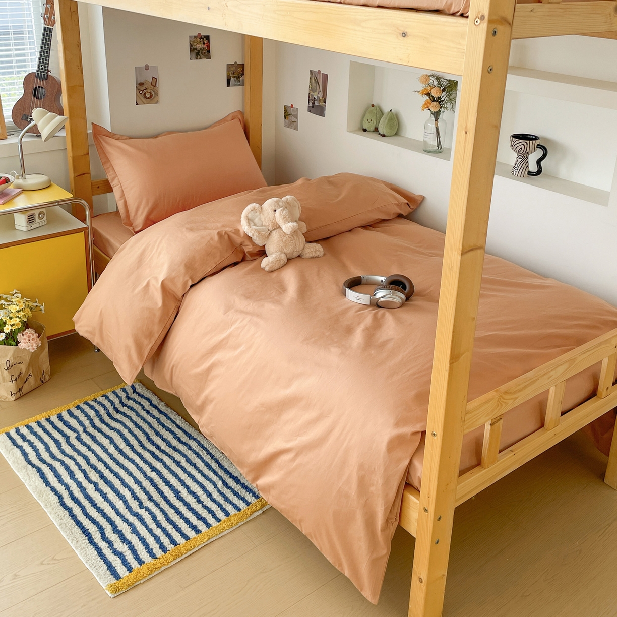 91家纺网 家纺一手货源 找家纺 恩泽家纺 2025新款全棉双拼学生宿舍三件套 红驼色