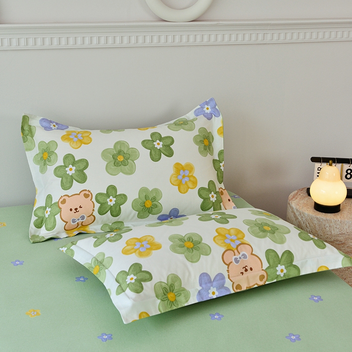 91家纺网 家纺一手货源 找家纺 登登家纺 2025新款全棉床笠四件套系列 可爱小熊-带床笠