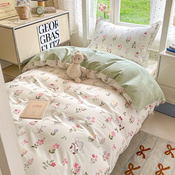 91家纺网 家纺一手货源 找家纺 莱通家纺 2025新款12868学生宿舍三件套 花花小汪