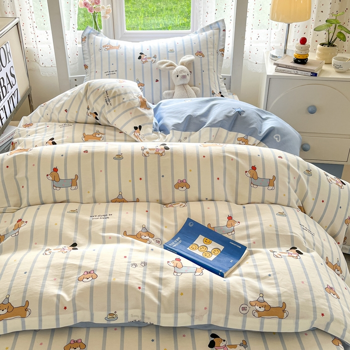 91家纺网 家纺一手货源 找家纺 莱通家纺 2025新款12868学生宿舍三件套 糖纸童年