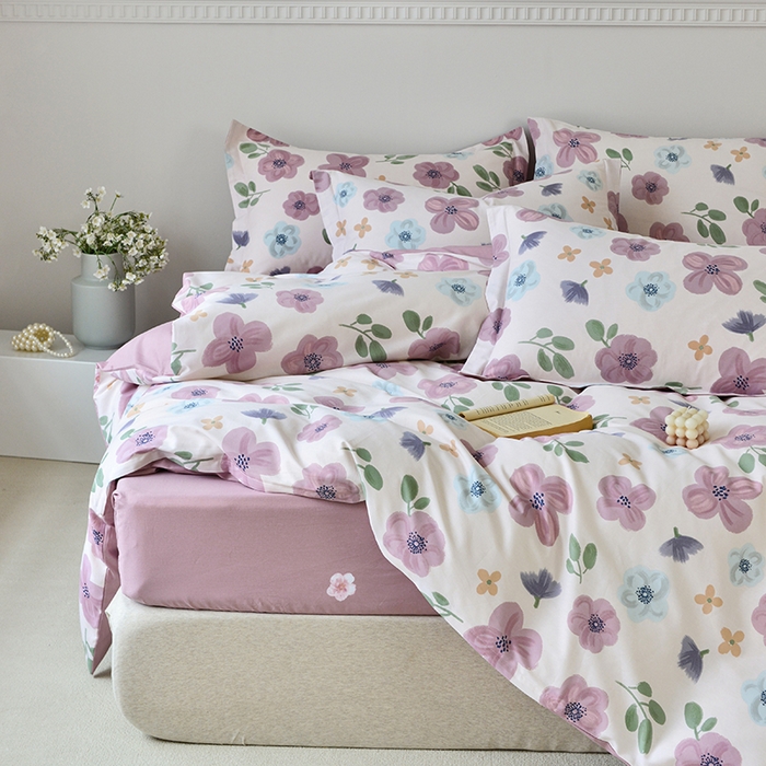 91家纺网 家纺一手货源 找家纺 登登家纺 2025新款全棉床笠四件套系列 花都丽影-带床笠