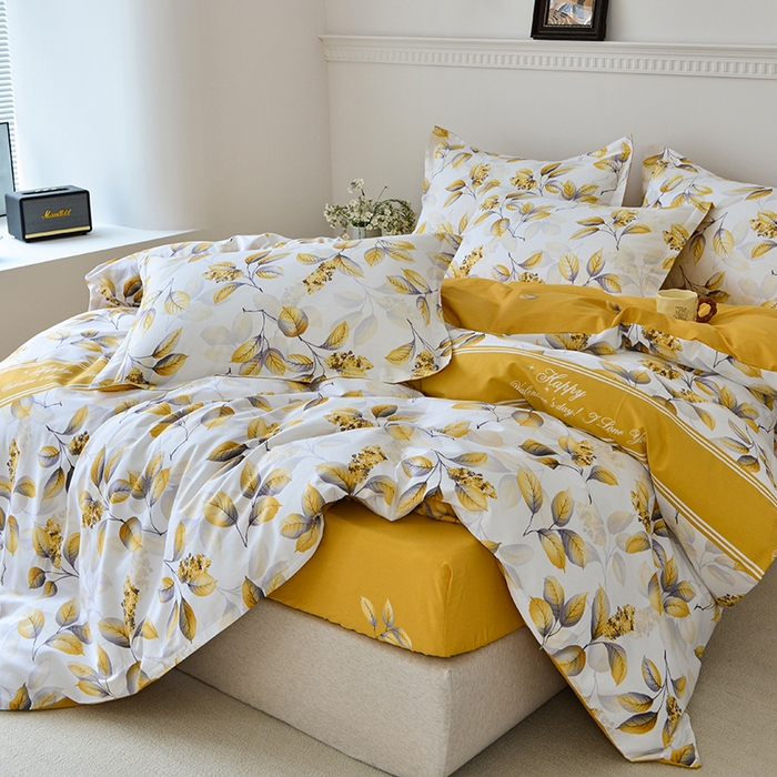 91家纺网 家纺一手货源 找家纺 登登家纺 2025新款全棉床笠四件套系列 蜜恋佳人-带床笠