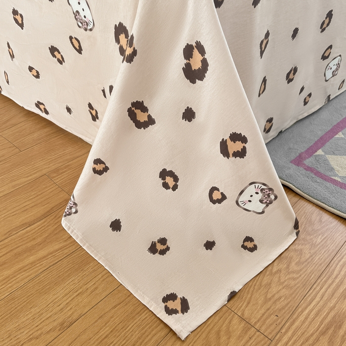 91家纺网 家纺一手货源 找家纺 首尔家纺 2025新款学生季全棉跑量款四件套系列卡通小清新AB版学生三件套 豹点猫咪