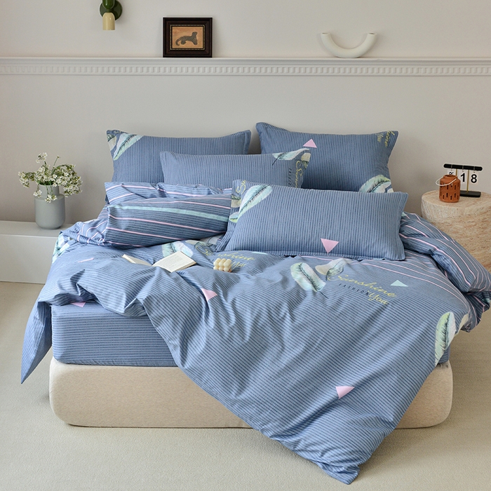 91家纺网 家纺一手货源 找家纺 登登家纺 2025新款全棉床笠四件套系列 千羽千寻