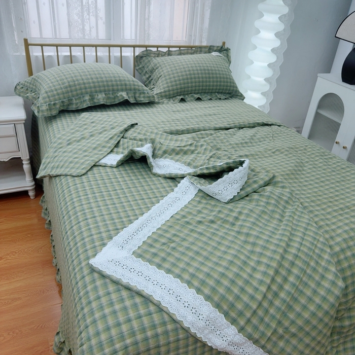 91家纺网 家纺一手货源 找家纺 （总）暖居 2025新款全棉水洗棉床盖三件套可配同款被套同款多功能夏被四季通用