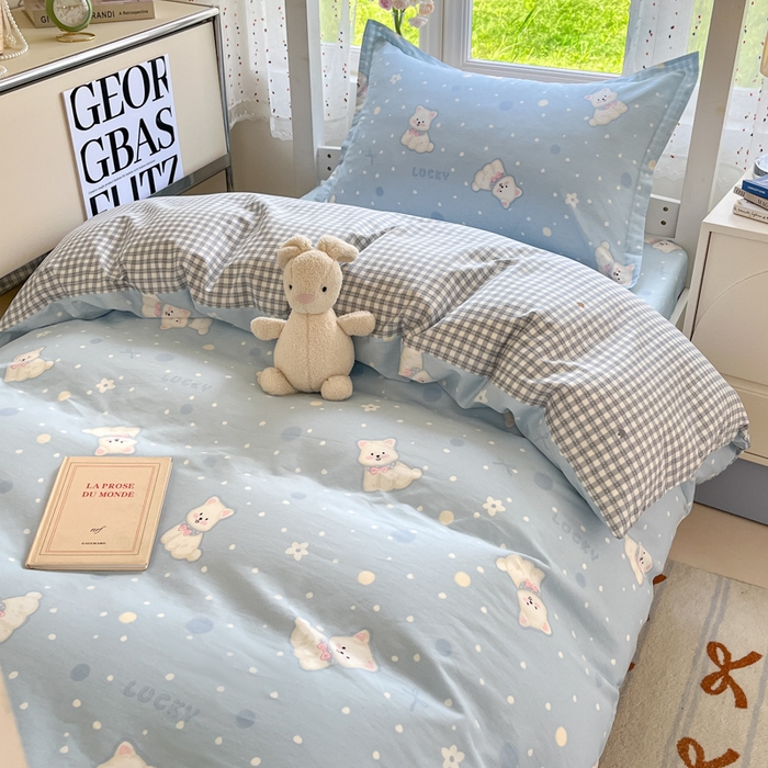 91家纺网 家纺一手货源 找家纺 莱通家纺 2025新款12868学生宿舍三件套 泡芙小狗