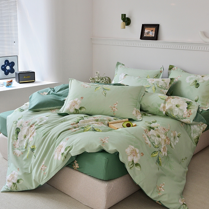 91家纺网 家纺一手货源 找家纺 登登家纺 2025新款全棉床笠四件套系列 素雅-带床笠