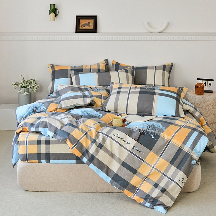 91家纺网 家纺一手货源 找家纺 登登家纺 2025新款全棉床笠四件套系列 格林春天-带床笠