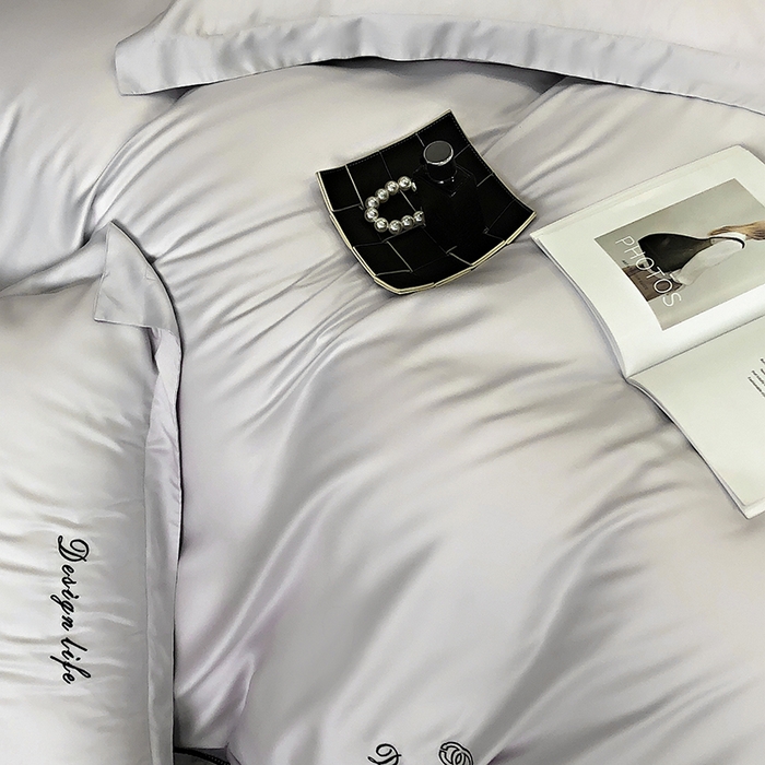 91家纺网 家纺一手货源 找家纺 （总）2024新款100支LF兰精天丝简约字母刺绣四件套--熙柔系列