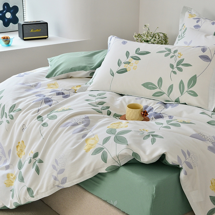 91家纺网 家纺一手货源 找家纺 登登家纺 2025新款全棉床笠四件套系列 清风雅颂-带床笠