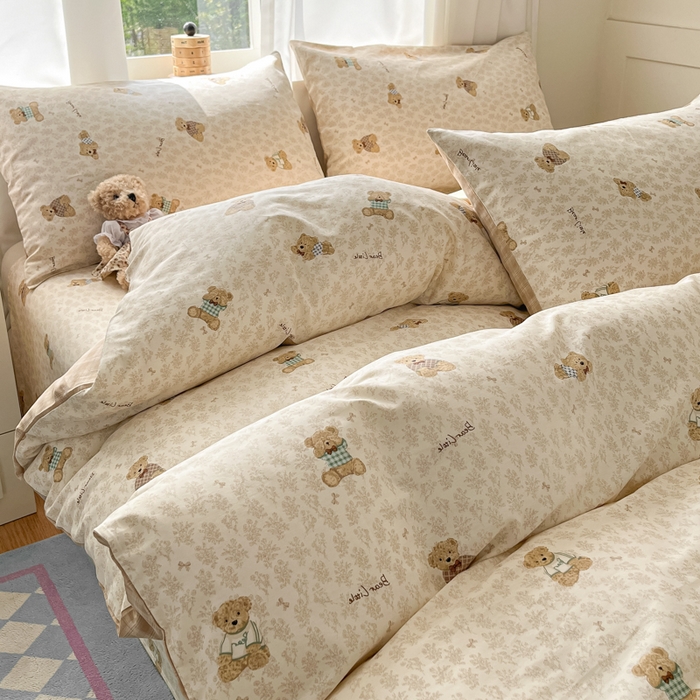 91家纺网 家纺一手货源 找家纺 首尔家纺 2025新款学生季全棉跑量款四件套系列卡通小清新AB版学生三件套 果酱电台