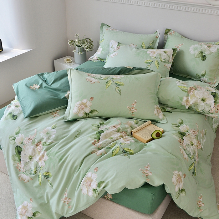 91家纺网 家纺一手货源 找家纺 登登家纺 2025新款全棉床笠四件套系列 素雅-带床笠