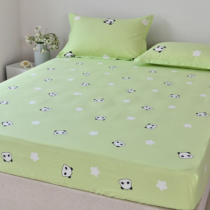 91家纺网 家纺一手货源 找家纺 登登家纺 2025新款全棉床笠四件套系列 幸运熊猫-带床笠