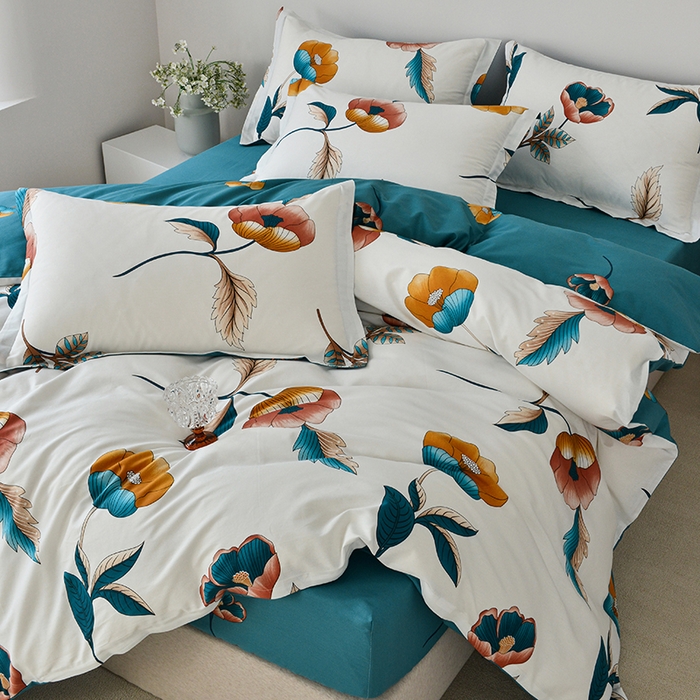 91家纺网 家纺一手货源 找家纺 登登家纺 2025新款全棉床笠四件套系列 春风十里-带床笠