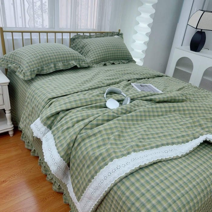 91家纺网 家纺一手货源 找家纺 （总）暖居 2025新款全棉水洗棉床盖三件套可配同款被套同款多功能夏被四季通用