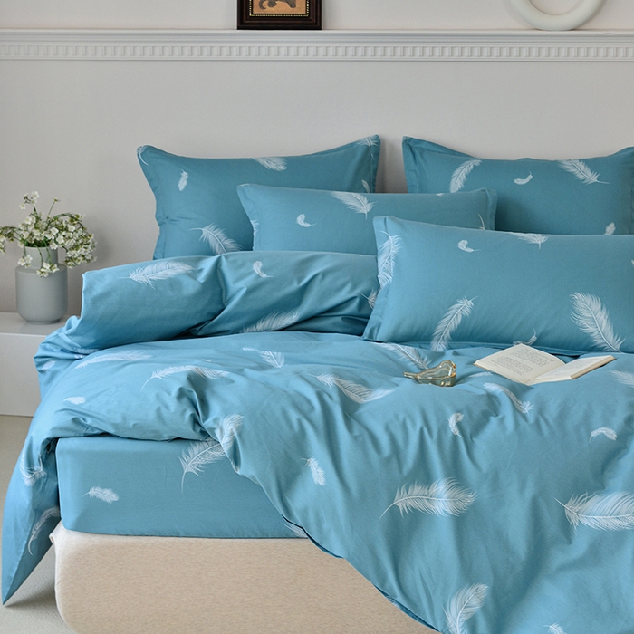 91家纺网 家纺一手货源 找家纺 登登家纺 2025新款全棉床笠四件套系列 飘羽