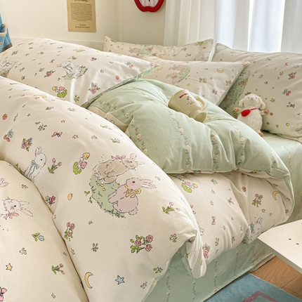 91家纺网 家纺一手货源 找家纺 （总）首尔家纺 2025新款学生季全棉跑量款四件套系列卡通小清新AB版学生三件套