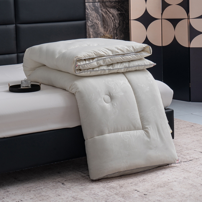 91家纺网 家纺一手货源 找家纺 凌云家纺 2025新款亲肤棉提花大豆被春秋被加厚冬被学生被子被芯夏被  米黄