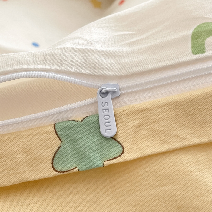 91家纺网 家纺一手货源 找家纺 首尔家纺 2025新款学生季全棉跑量款四件套系列卡通小清新AB版学生三件套 彩点小象