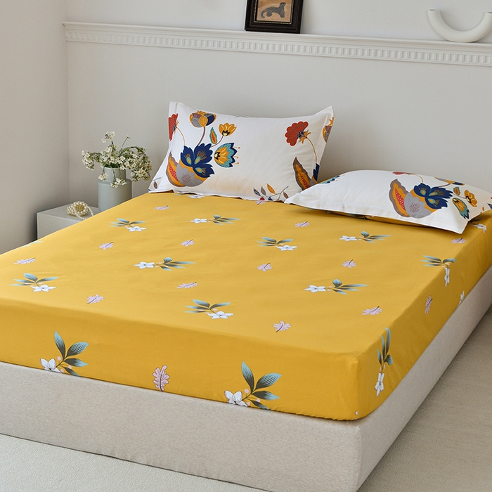 91家纺网 家纺一手货源 找家纺 登登家纺 2025新款全棉床笠四件套系列 浪漫花语-带床笠