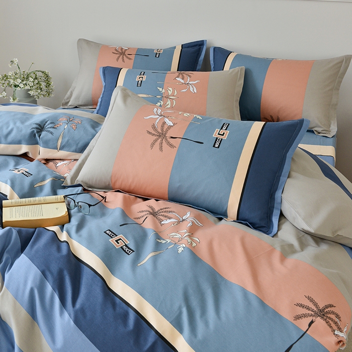 91家纺网 家纺一手货源 找家纺 登登家纺 2025新款全棉床笠四件套系列 假日印象