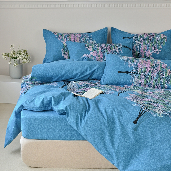 91家纺网 家纺一手货源 找家纺 登登家纺 2025新款全棉床笠四件套系列 清风竹影-兰