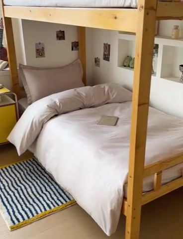 91家纺网 家纺一手货源 找家纺 恩泽家纺 2025新款全棉双拼学生宿舍三件套 米灰色