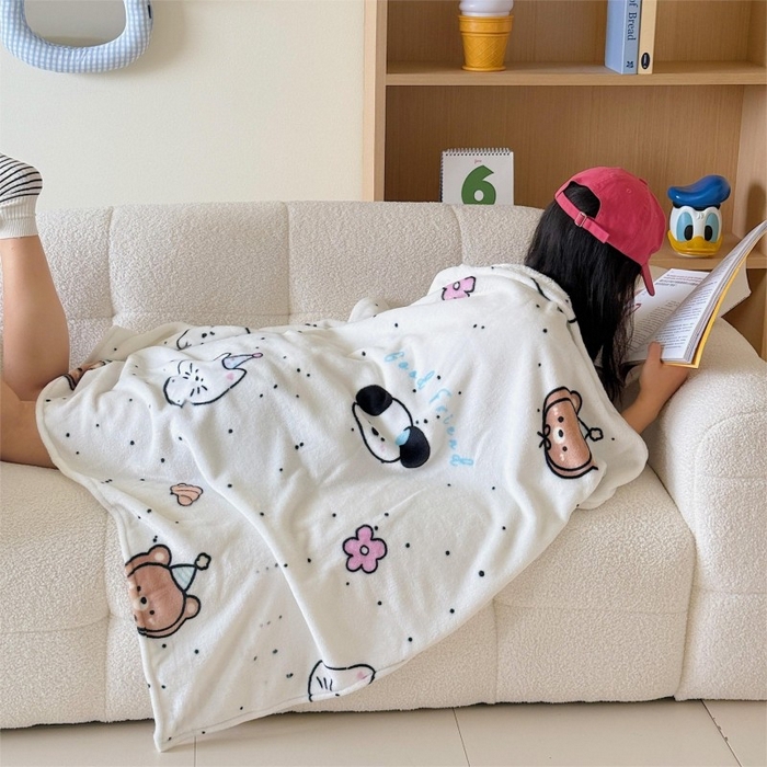 91家纺网 家纺一手货源 找家纺 顾里家纺 2025新款ins少女奶油系双面牛奶绒毯-第二组 开心好友