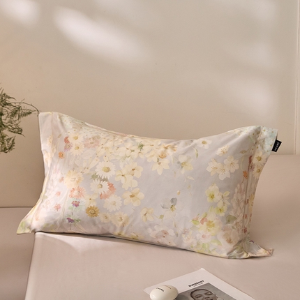 禾时 2025新款A类100S长绒棉全棉数码印花单枕套 春日花田