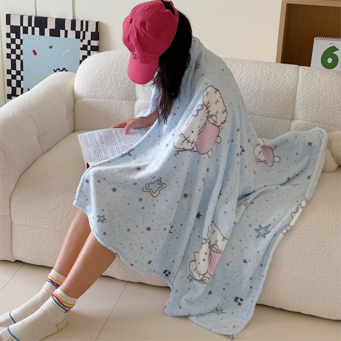 91家纺网 家纺一手货源 找家纺 顾里家纺 2025新款ins少女奶油系双面牛奶绒毯-第二组 芭拉花猫