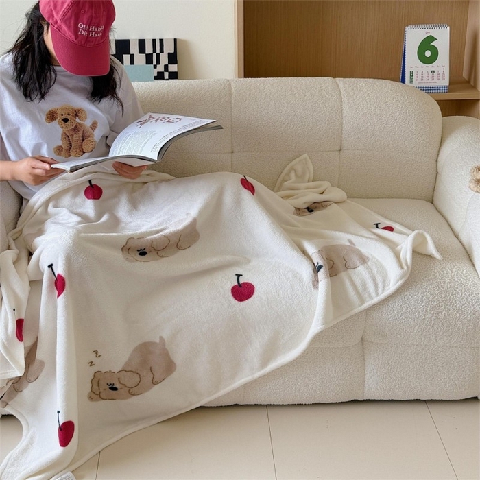 91家纺网 家纺一手货源 找家纺 顾里家纺 2025新款ins少女奶油系双面牛奶绒毯-第二组 趴趴熊