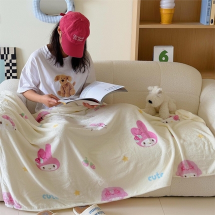 91家纺网 家纺一手货源 找家纺 顾里家纺 2025新款ins少女奶油系双面牛奶绒毯-第二组 草莓伙伴