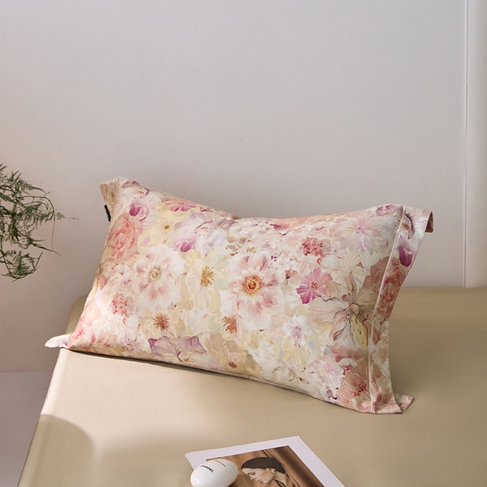 91家纺网 家纺一手货源 找家纺 禾时 2025新款A类100S长绒棉全棉数码印花床笠三件套床套床罩床垫保护罩 林间暖阳