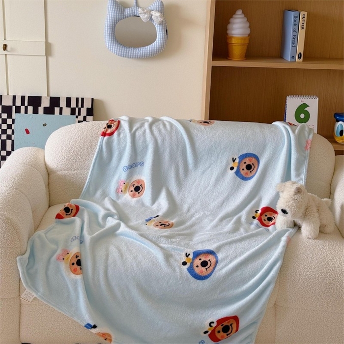 91家纺网 家纺一手货源 找家纺 顾里家纺 2025新款ins少女奶油系双面牛奶绒毯-第二组 大眼熊