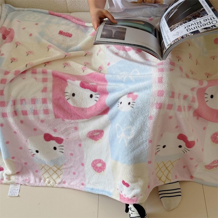 91家纺网 家纺一手货源 找家纺 顾里家纺 2025新款ins少女奶油系双面牛奶绒毯-第二组 猫咪时光毯