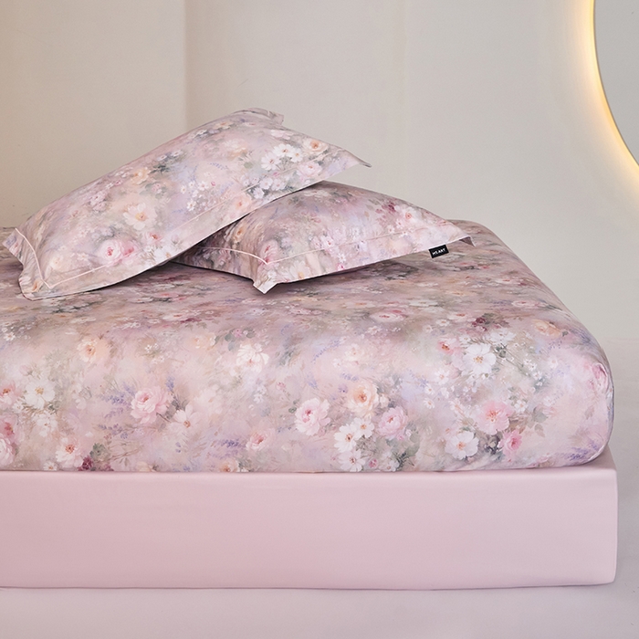 91家纺网 家纺一手货源 找家纺 禾时 2025新款A类100S长绒棉全棉数码印花床笠三件套床套床罩床垫保护罩 枫叶秋韵