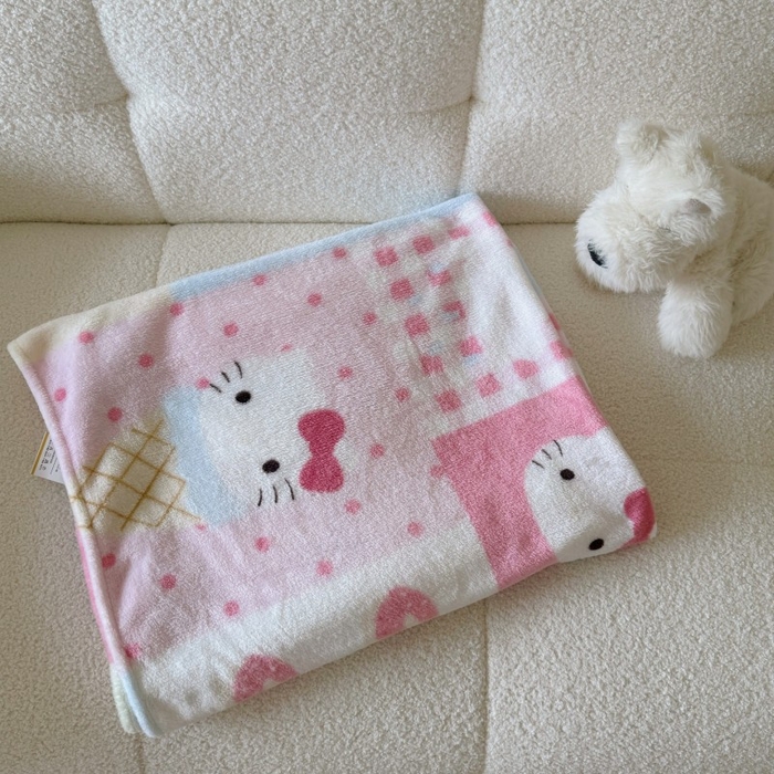 91家纺网 家纺一手货源 找家纺 顾里家纺 2025新款ins少女奶油系双面牛奶绒毯-第二组 猫咪时光毯