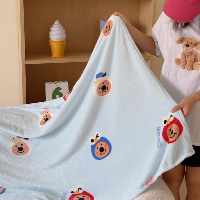 91家纺网 家纺一手货源 找家纺 顾里家纺 2025新款ins少女奶油系双面牛奶绒毯-第二组 大眼熊