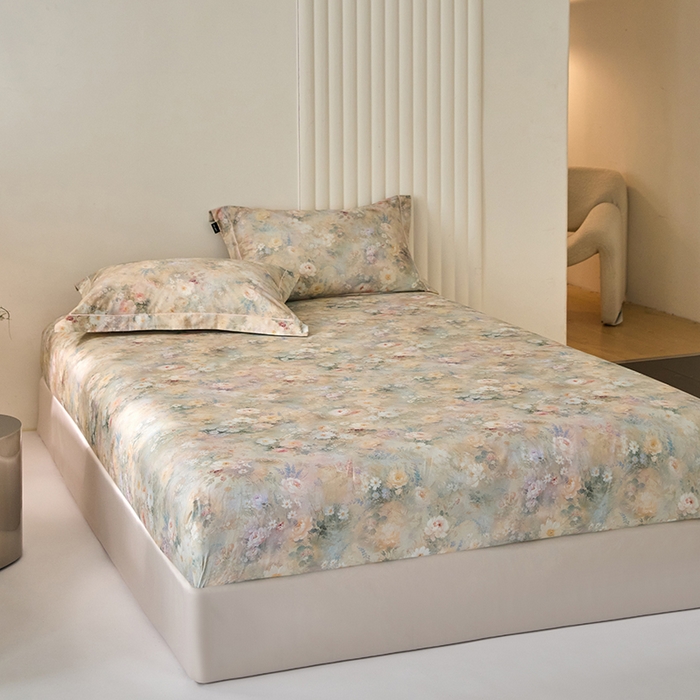 91家纺网 家纺一手货源 找家纺 禾时 2025新款A类100S长绒棉全棉数码印花单枕套 茉莉芬芳