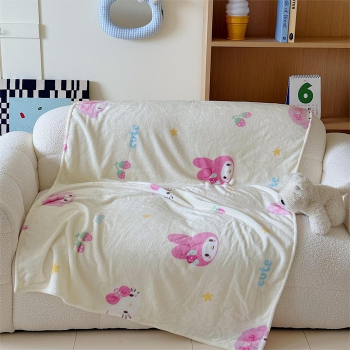 91家纺网 家纺一手货源 找家纺 顾里家纺 2025新款ins少女奶油系双面牛奶绒毯-第二组 草莓伙伴