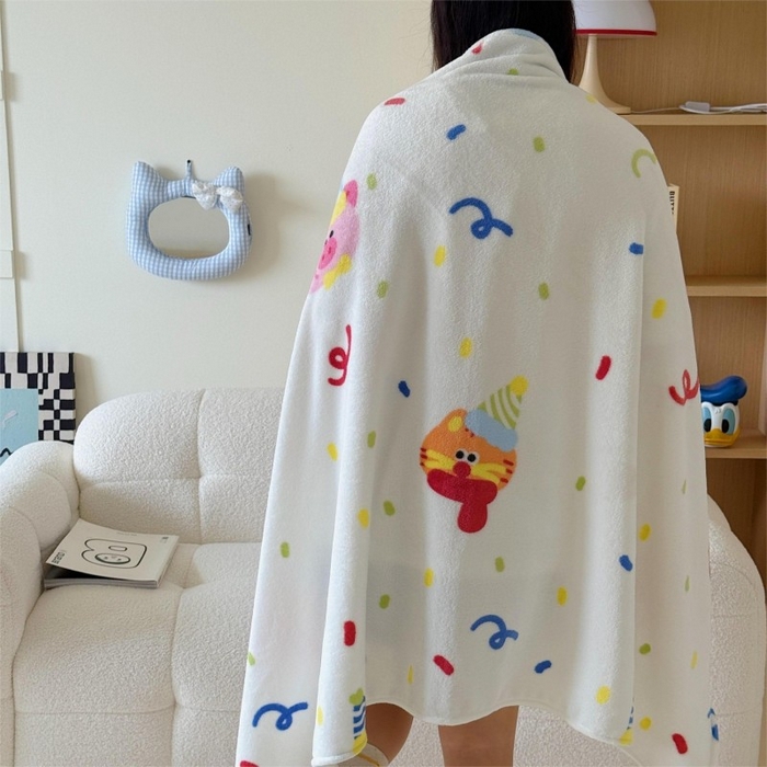 91家纺网 家纺一手货源 找家纺 顾里家纺 2025新款ins少女奶油系双面牛奶绒毯-第二组 动物派对