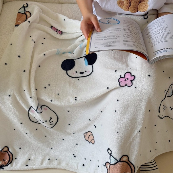 91家纺网 家纺一手货源 找家纺 顾里家纺 2025新款ins少女奶油系双面牛奶绒毯-第二组 开心好友